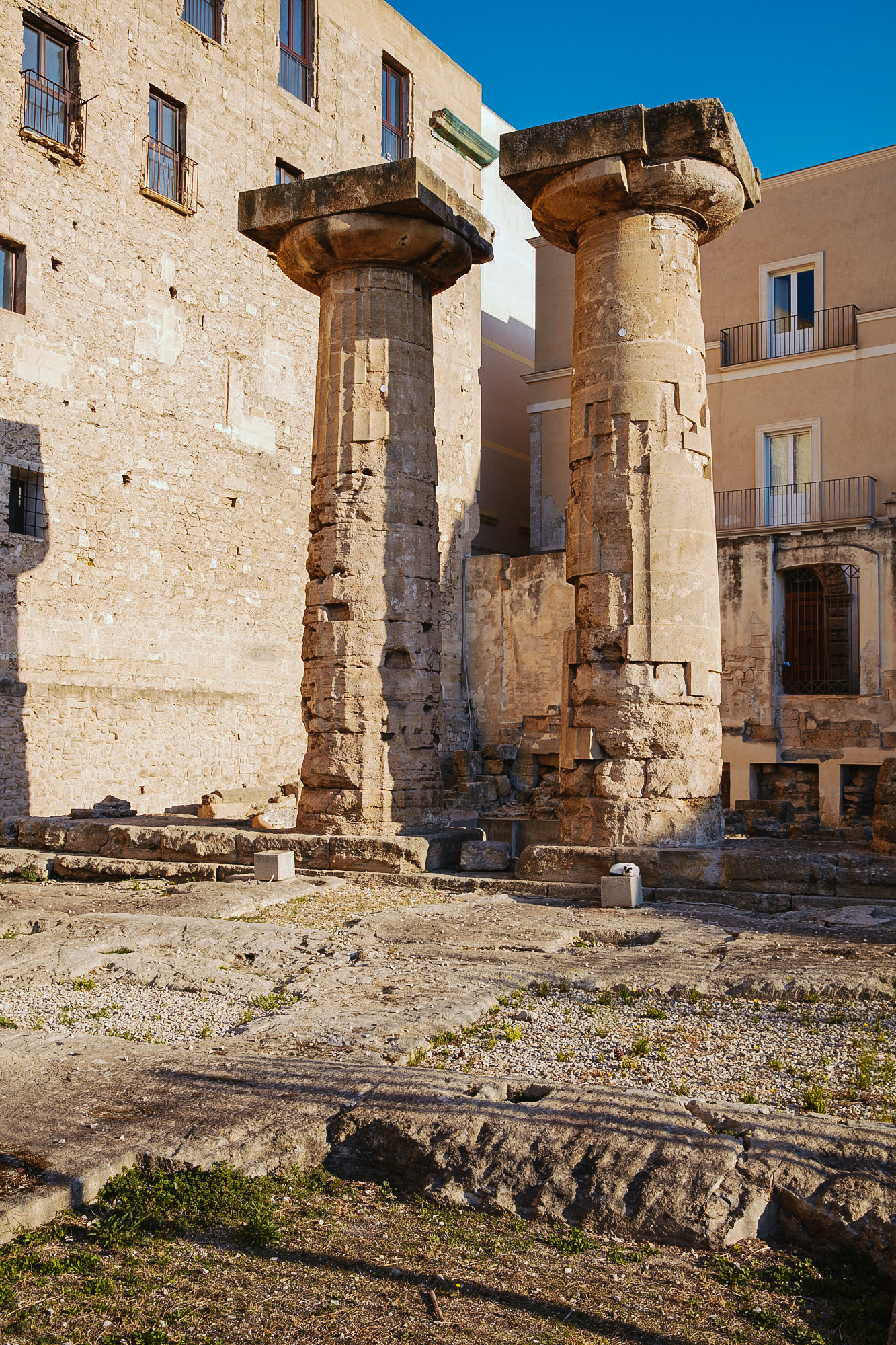 Ancient Doric columns in Taranto's old town